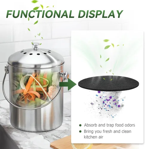 Miniatura 2 de Filtros de carbón para cubo de compost, paquete de 12 filtros de compost, filtros de abono de 6.7 pulgadas para contenedor de encimera, se adapta a