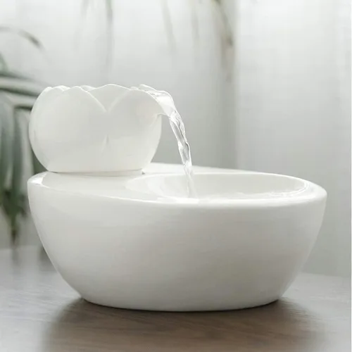 Miniatura 4 de TISTIK Ceramics - Fuente de agua para gatos con bomba ultrasilenciosa y filtro, dispensador automático de agua para mascotas de 1.3 litros