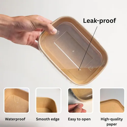 Miniatura 5 de Recipiente desechable de 17 onzas con tapas, 50 juegos de tazones de papel para acai compostables para fideos de sopa, aptos para microondas