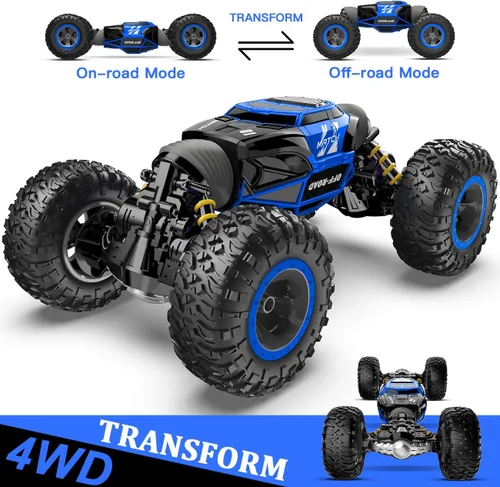 BEZGAR TD141 Coche de Control Remoto - Escala 1:14 4WD Todo Terreno RC Grandes Coches para Niños, 2.4GHz Coches de Acrobacias Transformables,
