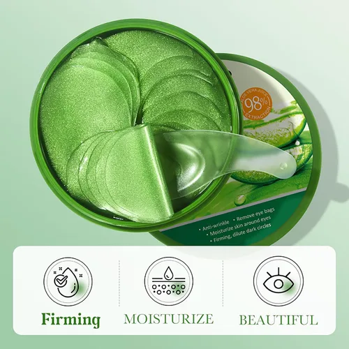 Miniatura 9 de AKARY Parches de aloe vera para ojeras, ojos hinchados y arrugas, 98% esencia de aloe y colágeno con infusión de colágeno, cuidado suavizante