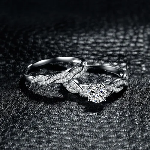Miniatura 4 de JewelryPalace Anillos de compromiso para mujer, plata de ley 925 chapada en oro de 14 quilates, anillos de promesa de circonita cúbica para ella