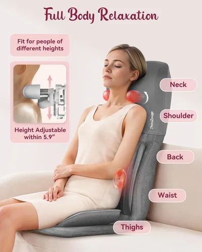 Miniatura 2 de Masajeador Shiatsu de cuello y espalda con calor, masajeador para silla de cuerpo completo con compresión, almohadilla de masaje para silla