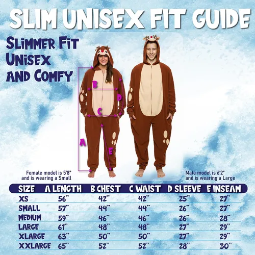 Miniatura 4 de Funziez! Slim Christmas Adult Onesie - Fun Holiday Costume - Santa Clause and Reindeer One Piece for Adults, Women and Men