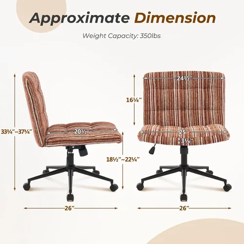 Miniatura 2 de Furnimart Silla de escritorio giratoria de 360° con tiras cruzadas, cojín extra grueso, silla de felpilla de alta calidad con patas cruzadas