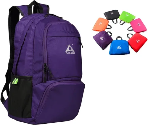 Miniatura 8 de PLAY-KING Mochila ligera plegable impermeable resistente al agua de 25 litros para ir de compras, viajes o senderismo, para hombres o mujeres, Raya