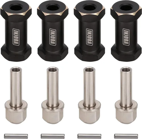 Miniatura 7 de INJORA Hub hexagonal RC de 0.472 in, ruedas de latón, extensión de cubo hexagonal, adaptador de unidad hexagonal negra para 1/10 RC Crawler Axial