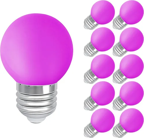 Bombillas LED de color púrpura oscuro rosado 1 vatio de bajo lúmen, luz nocturna de 10 vatios equivalente, base media E26/E27, iluminación de