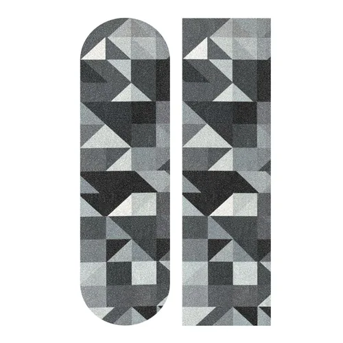 Miniatura 4 de Abstracto Negro Gris Geométrico Skateboard Grip Tape 33x9inch Papel de lija Longboard Scooter Griptape Diseño antideslizante y anti-desgarro