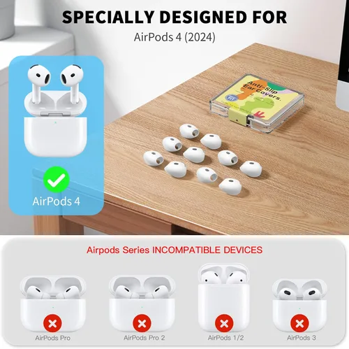 Miniatura 5 de [5 pares] para AirPods 4 Fundas para Puntas de Oído Deportivas Antideslizantes y Anti Rayones de Piel de Silicona Suave Puntas de Oído AirPods 4 Gen