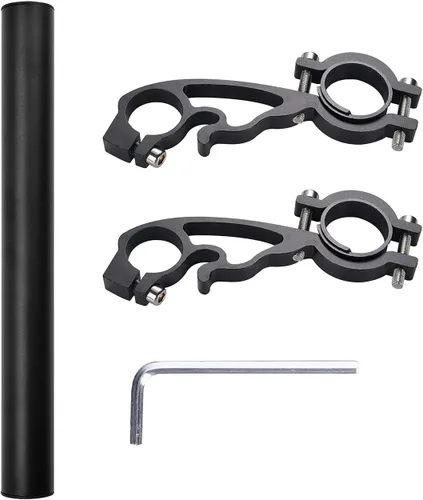 Miniatura 3 de Extensión extensor de manillar doble para bicicleta, aleación de aluminio de 11.8 pulgadas/11.8 in, accesorios de soporte de bicicleta súper largo