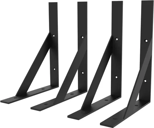 Miniatura 8 de SOGAL Soporte de estante de 3 x 4 pulgadas, soportes de estante negros, soportes de estante pequeños, soportes angulares de soporte de estante
