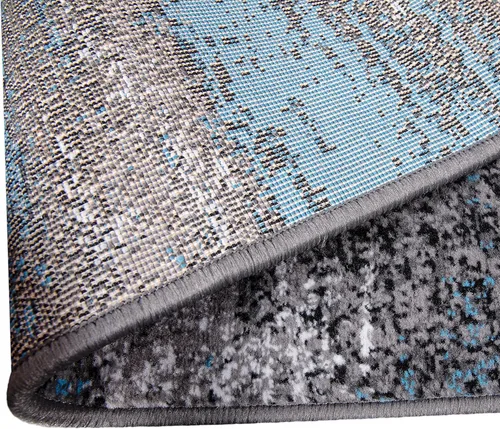 Miniatura 8 de Flash Furniture Rylan Collection - Alfombra contemporánea de olefinas azules, de pelo alto, 2 x 10 pies, respaldo de yute, pasillo, entrada