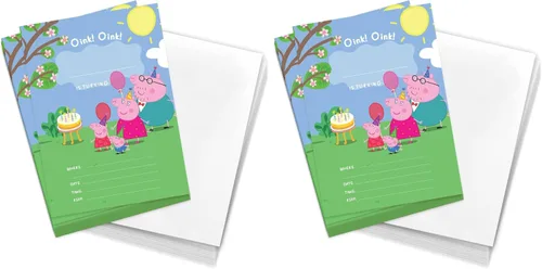 Miniatura 8 de Desert Cactus Peppa Pig - Tarjetas de invitaciones de feliz cumpleaños, 10 unidades con sobres para niños y niñas (estilo A)