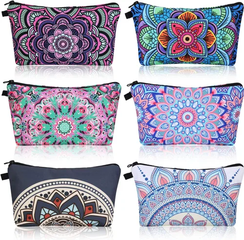 Miniatura 8 de Chuangdi Bolsa de maquillaje de 6 piezas, bolsa de aseo impermeable, bolsa de cosméticos con cremallera, bolsa de embalaje de viaje de 8.7 x 5.3