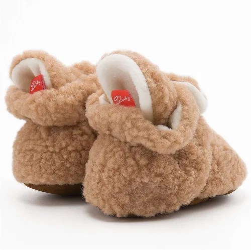 Miniatura 9 de Botines de forro polar para bebés, niños y niñas, pantuflas antideslizantes con agarre suave, zapatos de calcetín para recién nacidos, cuna