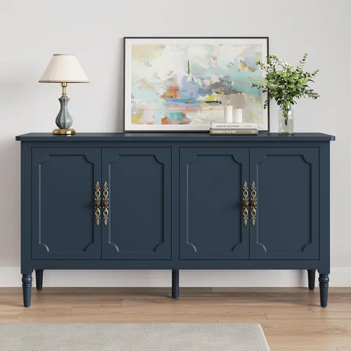 Miniatura 12 de FansaFurn Aparador con 4 Puertas, Mesa Consola de Mediados de Siglo con Estantes Ajustables, Gabinete Decorativo para Entrada, Sala de Estar, Gris