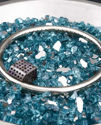 Miniatura 252 de NUPICK Vidrio de Fuego de 5 Libras, Vidrio Brillante para Fogata de 1/2 Pulgada, Roca de Vidrio Templado para Fogata para Propano o Gas Natural