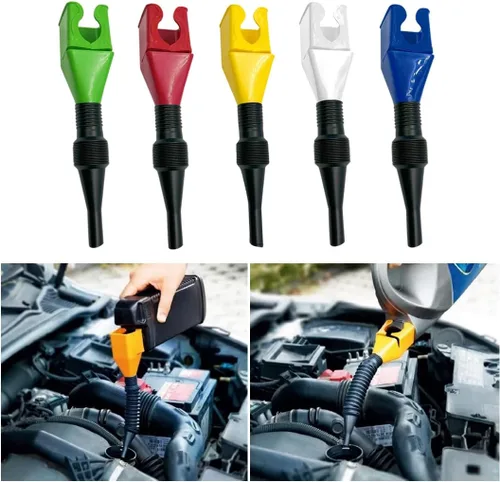 AICEL Embudo de combustible retráctil para automóvil, 5 piezas de embudo flexible de plástico para automóviles y motocicletas, embudo de boca ancha