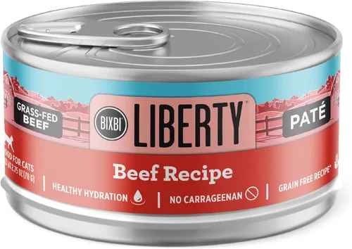 Miniatura 10 de BIXBI Liberty Alimento húmedo enlatado para gatos, sin granos, receta de paté de atún, 2.75 onzas (paquete de 24)