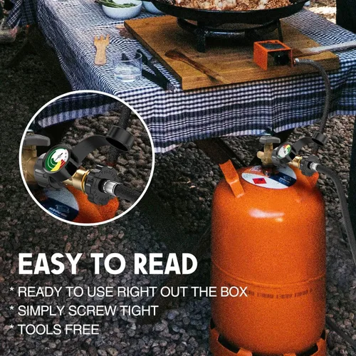 Miniatura 2 de Paquete de 2 medidores de tanque de propano, medidor de parrilla de gas para tanque de propano de 5 a 40 libras, escala de 3 temperaturas, indicador