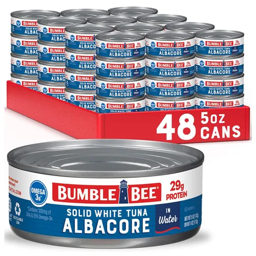 Miniatura 26 de Bumble Bee - Atún blanco sólido en aceite, lata de 12 onzas, atún capturado en estado salvaje, 0.74 oz de proteína por porción, alto en omega-3, sin