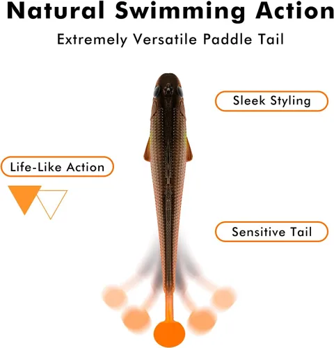Miniatura 5 de TRUSCEND Shadtale Easy Catch Soft Fishing Lures with BKK Hooks - Trembly Sinking and Vibrating Swim for More Bites, Pre-Rigged Swimbaits for Bass