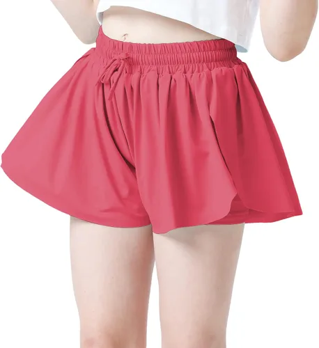 Miniatura 2 de Pantalones cortos fluidos con diseño de mariposa para niñas, pantalones cortos deportivos para niños pequeños y jóvenes con forro 2 en 1