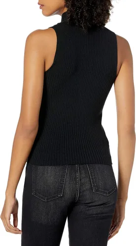Miniatura 3 de The Drop Suéter Karolina sin mangas de cuello alto acanalado para mujer
