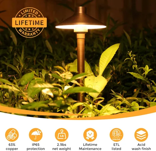 Miniatura 2 de Gardencoin Luces de camino de bajo voltaje de latón macizo (pantalla de 6.7 pulgadas, 21.9 pulgadas de alto), 12 V CA/CC luces LED resistentes