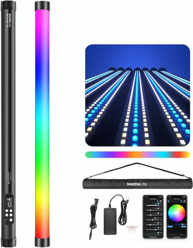 Mettlelite TLX2 RGB Tubo de luz LED a todo color Luz de video portátil con APP Control DMX 2 pies 2800K-8000K CRI96 TLCI97 360° RGB CCT HSI Modo 10