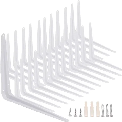 Miniatura 8 de KINJOEK Paquete de 24 soportes de estante de 3 x 4 pulgadas, soportes de metal resistente para montaje en pared, estantes angulares de esquina