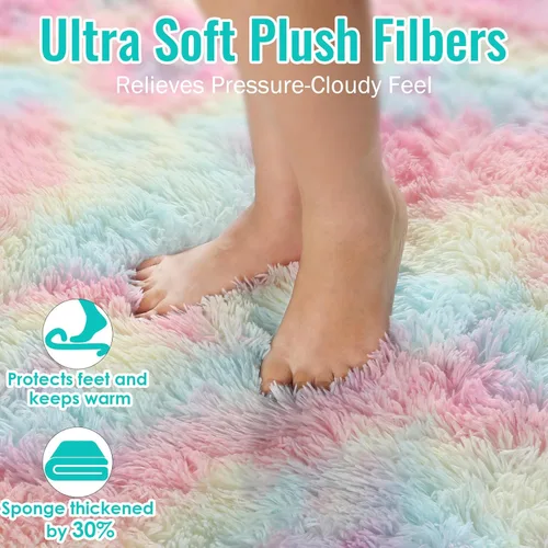Miniatura 5 de PAGISOFE Alfombras Redondas de 5 Pies, Alfombras Esponjosas para Dormitorio, Alfombra Bonita para Habitación de Niñas, Alfombras Suaves