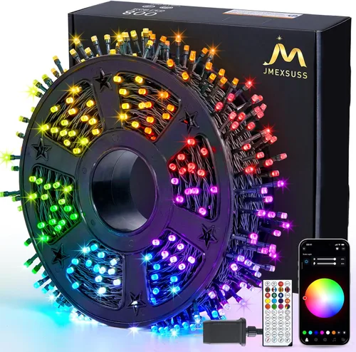 Miniatura 38 de JMEXSUSS 500 luces LED azules de Navidad al aire libre, 173 pies, 8 modos, tira de luces de Navidad, impermeable, luz LED azul para árbol enchufable