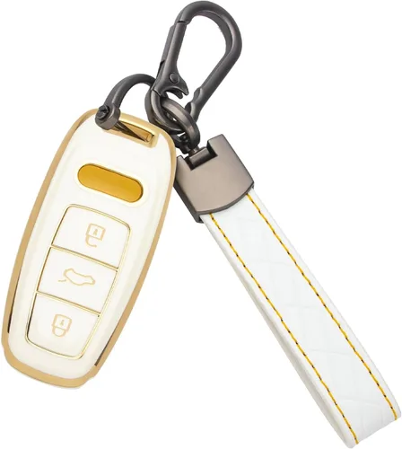 Miniatura 25 de Xotic Tech - Funda protectora de TPU con 3 botones de protección completa para llave sin llave, control remoto, con llavero compatible con Audi A3