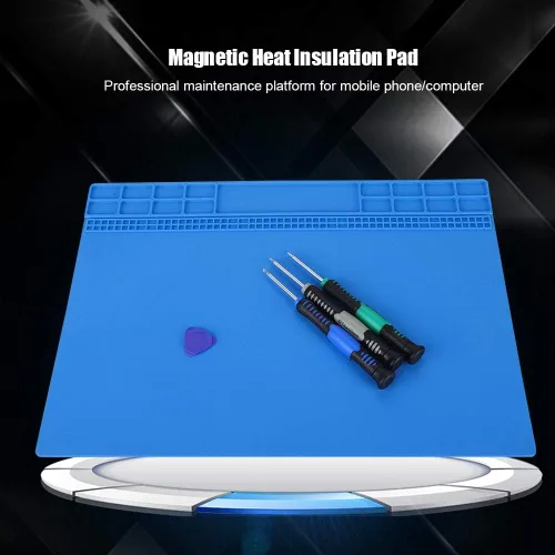 Miniatura 6 de Tapete de silicona para soldar, 13.8 x 19.8 pulgadas, tapete controlado eléctrico, calor de 932.0 °F, tapete antiestático multiusos para reparación