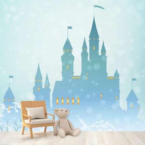 IDEA4WALL Adhesivo mural removible para pared, diseño de castillo mágico de nieve y ciencia ficción, arte moderno, paisaje decorativo para sala de