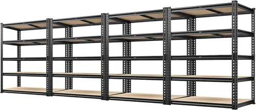 Miniatura 12 de REIBII Estantería de garaje de 72 pulgadas, estantes de almacenamiento resistentes de 2000 libras, estantería de metal de 5 niveles, estantes