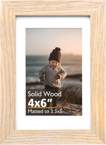 Miniatura 126 de KINLINK 3.5x5 Picture Frame, Ash Black Solid Wood Frame with Plexiglass for Table Top and Wall Mounting, Photo Frame for Horizontal or Vertical