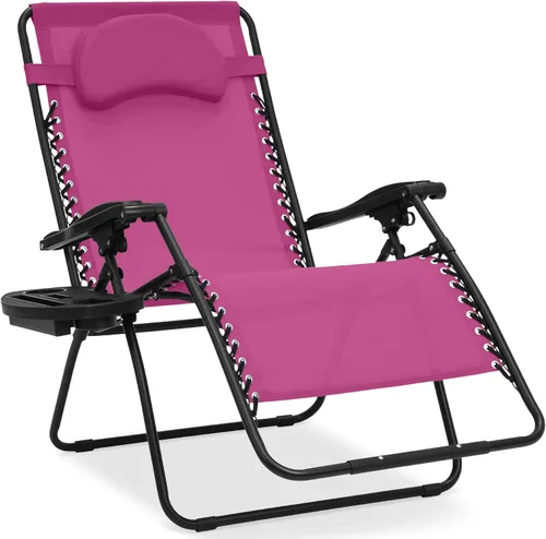 Miniatura 20 de Best Choice Products Silla de gravedad cero de gran tamaño, plegable para patio al aire libre, reclinable, con soporte para tazas, bandeja de Verde