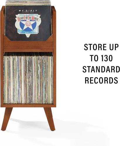 Miniatura 4 de Crosley Furniture Asheville - Soporte pequeño de discos moderno de mediados de siglo, almacenamiento de vinilo, con capacidad para hasta 130 discos