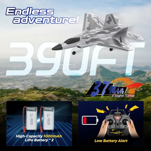 Miniatura 5 de CKYSCHN F22 - Avión de control remoto - Avión de combate RC de 4 canales para principiantes y adultos con luces, avión RC RTF de 2.4GHz