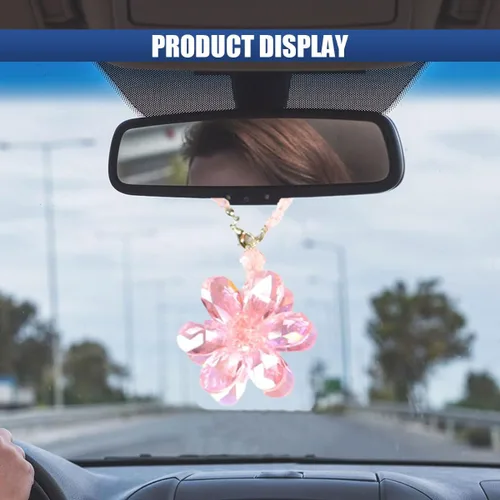 Miniatura 4 de Colgante de flor de cristal para automóvil, adorno colgante de decoración para espejo retrovisor del automóvil, accesorios interiores del auto