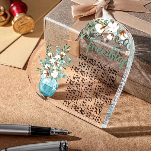 Miniatura 4 de Spiareal Regalo para Amiga Amistad Mujeres Amiga Amistad Cumpleaños Regalo de Ánimo Corazón de Acrílico Mariposa Recuerdo Pisapapeles para Casa