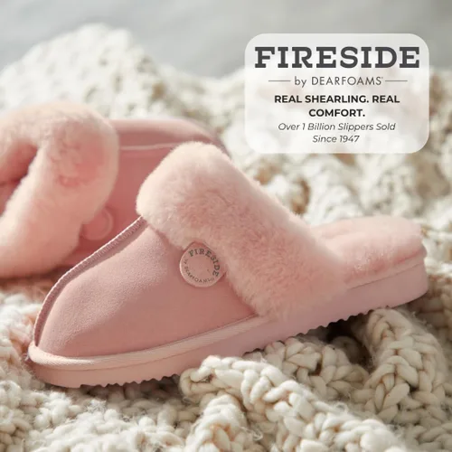 Miniatura 80 de Dearfoams Fireside Sydney Pantuflas anchas de piel de oveja para mujer, para interiores y exteriores