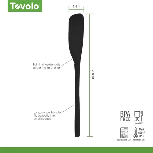 Miniatura 6 de Tovolo Espátula de silicona para tarros de mango largo, herramienta de raspado de goma para batidoras de tarros de mermelada de mantequilla de maní