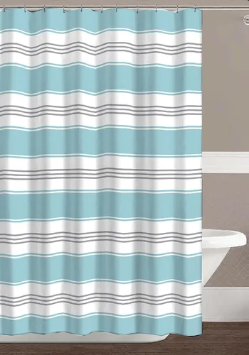 Miniatura 14 de Serafina Home Cortina de ducha bohemia, diseño floral de mandala azul marino, verde azulado, blanco, tela, 72 x 72 pulgadas, resistente a