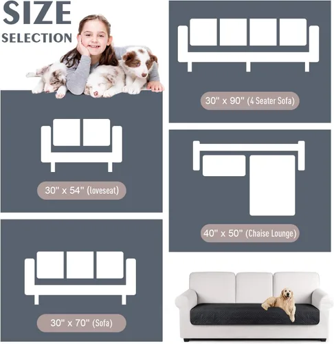 Miniatura 6 de TAOCOCO Funda de cojín de sofá 100% impermeable reversible, funda de asiento de sofá para perros y mascotas, funda de sofá biplaza para sofá