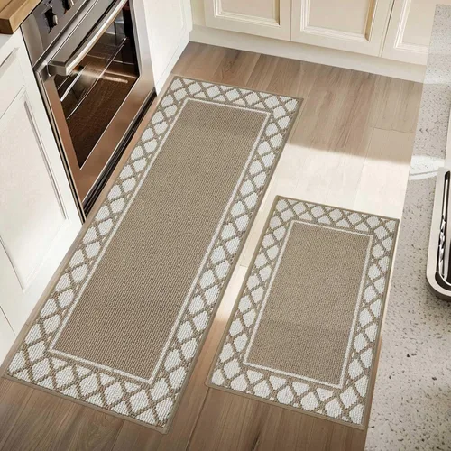 COSY HOMEER Juegos de 2 Alfombras de Cocina Lavables Antideslizantes Tapetes de Cocina para Piso Absorbentes Alfombra Corredor de Cocina para