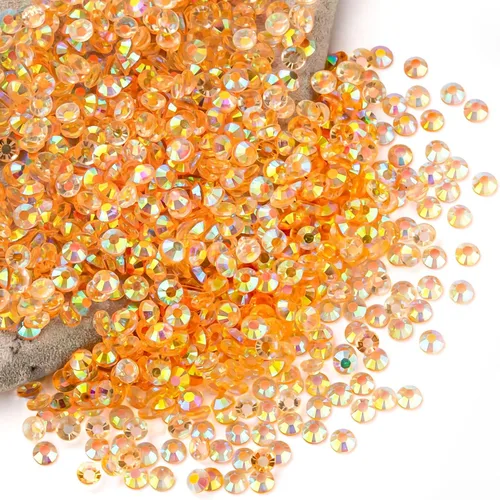 Miniatura 115 de Diamantes de imitación AB verdes a granel, 5000 piezas de diamantes de imitación de fondo plano redondos de gelatina AB sin fijación térmica, gemas